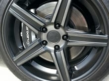 silver/black painted calipers with decal and Niche Apex wheels