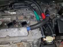 THIS IS TOP VIEW AND CORRECT WAY HOW TO CONNECT CATCH CAN ON OUR LEXUS.by the way neighbor was laughing  so much when we show him his mistake .lol.
