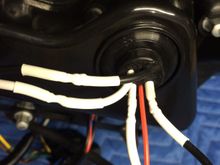 I cut wire insert it in the pre-drill hole on grommet. I used head to seal to secure everything after reconnect wire