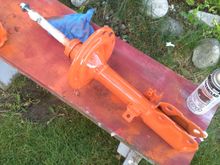 Here we go again ....lol didn't like colour of original KYB struts ,so we have painted in orange colour 