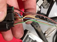 Here is a close up of the Mass Air Flow Sensor Connector. If you revert back to my post on Page 4 #55 you will see that three of these wires are going to be tapped for the IAT and MAP signal.