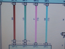 Non ML system. Amp Connector B (the 2nd connector from the front to the rear of the car). Tap the LC2 to this wires.
Channel 1= Brown + Green -
Channel 2= pink + Blue -