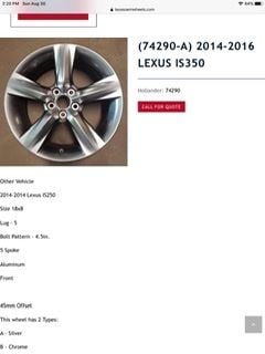 Wheels and Tires/Axles - Looking for a set of these - New or Used - 2014 to 2016 Lexus IS350 - Colorado Springs, CO 80919, United States