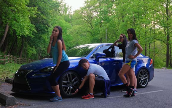 After hiking my friends posed next to my car lol 6/19/16