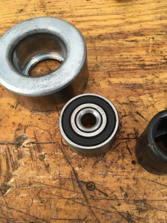 New bearings ready to be installed in pulley