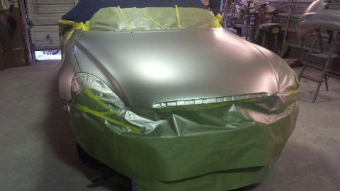 car being painted & blended to match new front end