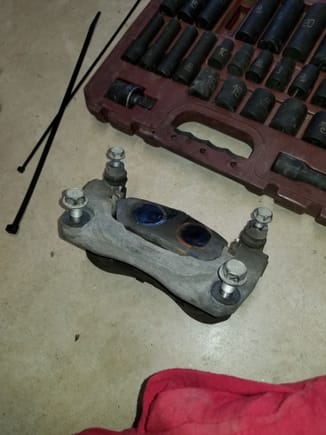 After putting both the caliper bolts and the caliper mount bolts back in place, this is what you should have.  I left the brake pads in the mount because my pads are still about 70%.
