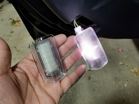 Left= New LED Bulb-OFF
Right= Factory Bulb-ON