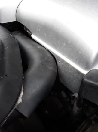 Trimmed left front of LS430 cover to clear LS400 upper radiator hose