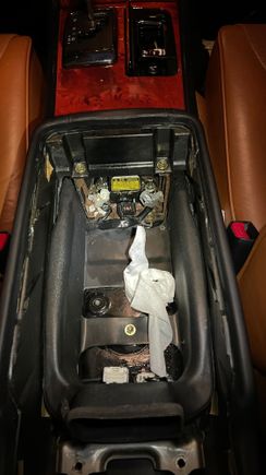 After removal of the center console. 