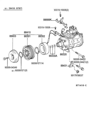 Compressor Stay is 88431and nut is 90179-08037 in Lexus exploded parts diagram. The ground starpa mounting bolt is not depicted...and was unable to locate a soecific part number in the Lexus system.....perh as os a member has a suggestion (The bolt I used was the engine-to- frame ground steao bolt...the clamping washer is smaller however) Anyone with a P.N.?