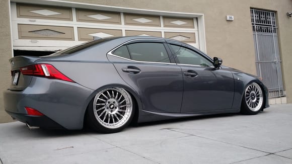 some wheels on loan that were tossed on the car for a car show.