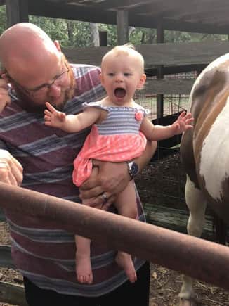 She's so excited to see a horse up close on our friends ranch in UT