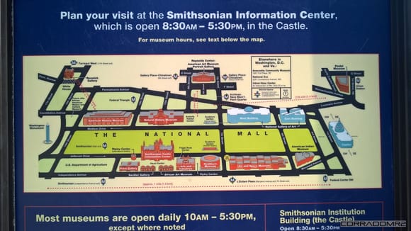 Map of the Smithsonian campus. Spans over a mile in length.