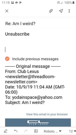Message sent to unsubscribe.