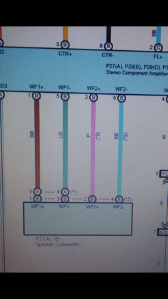 Non ML system. Amp Connector B (the 2nd connector from the front to the rear of the car). Tap the LC2 to this wires.
Channel 1= Brown + Green -
Channel 2= pink + Blue -