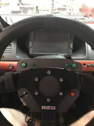 Green are turn signals, Red is lap timer button (AEM dash) and theres a PTT switch on the back.
