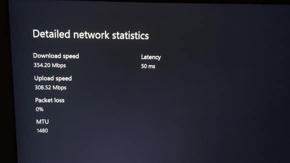 xbox one X network speed over MoCA network extender.