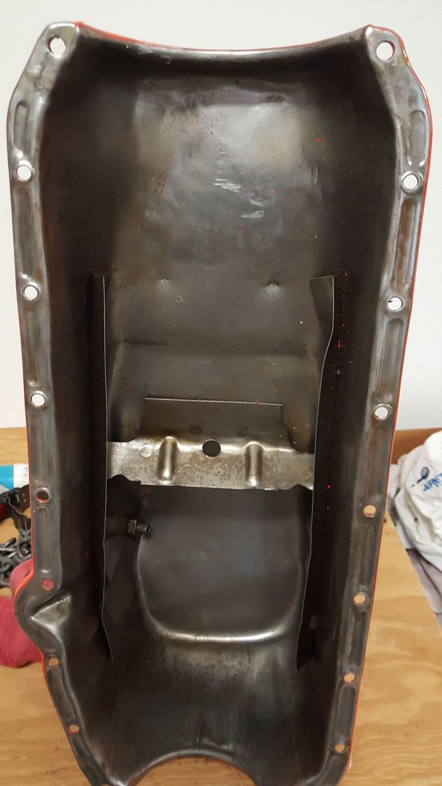 75-79 L-82, Z/28, SHP catalog deeper sump pan with welded angles.  Used with full length tray.
