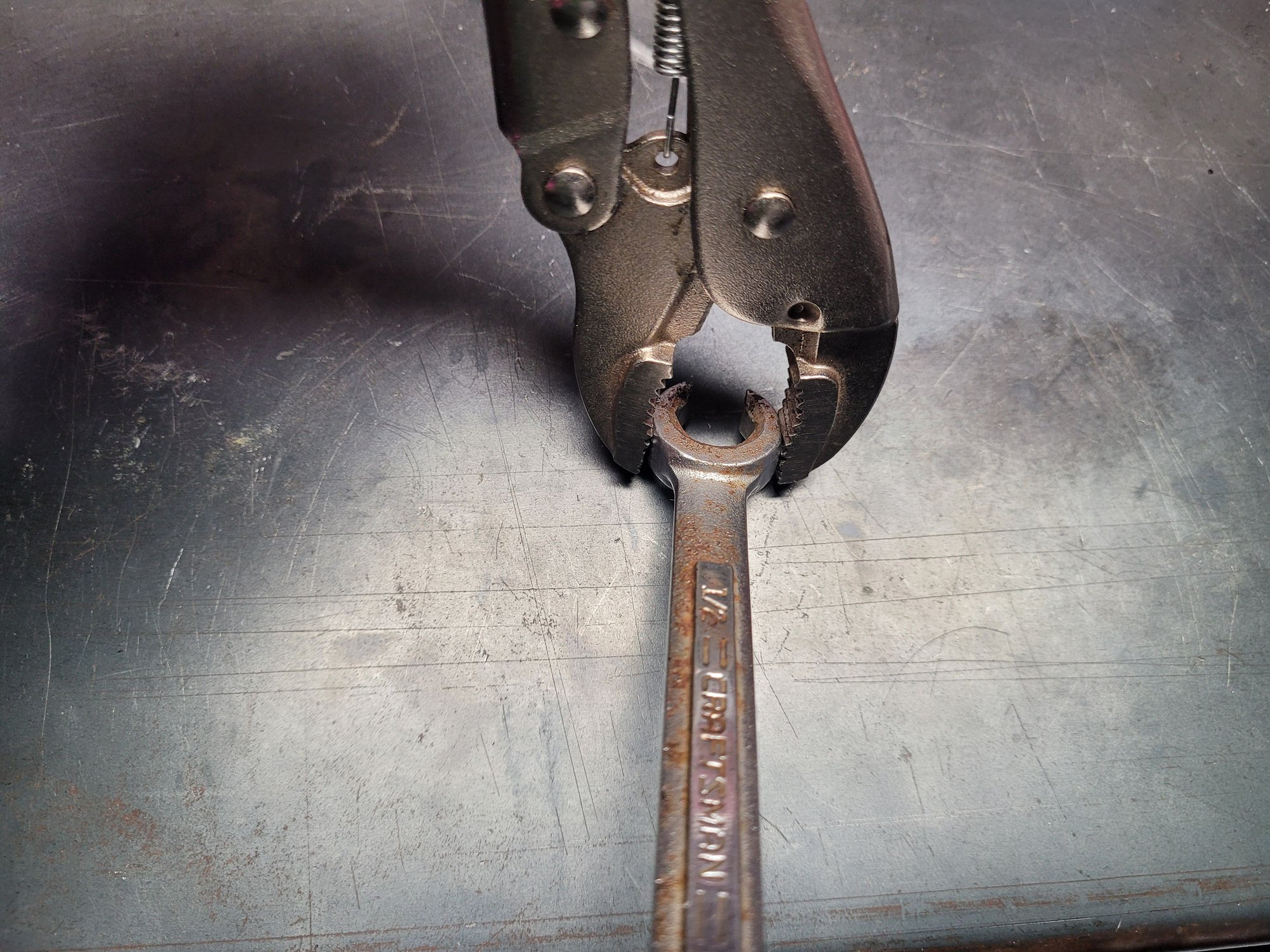Just depends on the situation, position the vise-grip however necessary, as well the size of the vise-grip that will fit.