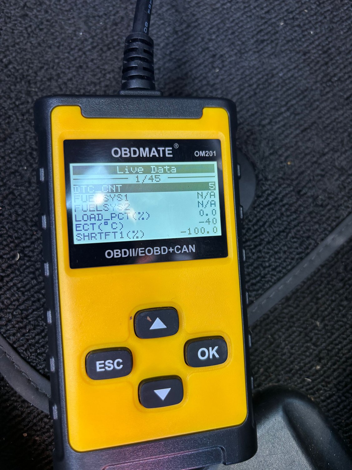 With ECT unplugged reads min temp
