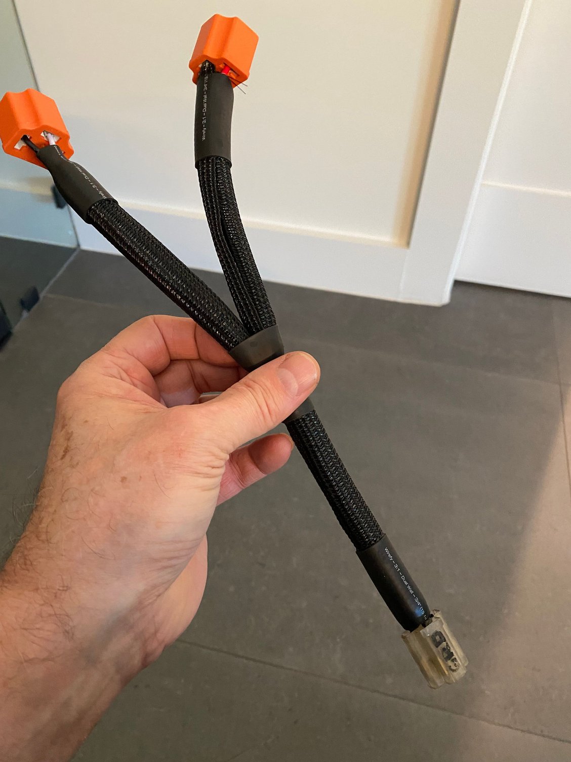 Why use that when you can use braided nylon with shrink wrap. The old connectors needed to be replaced anyway.
