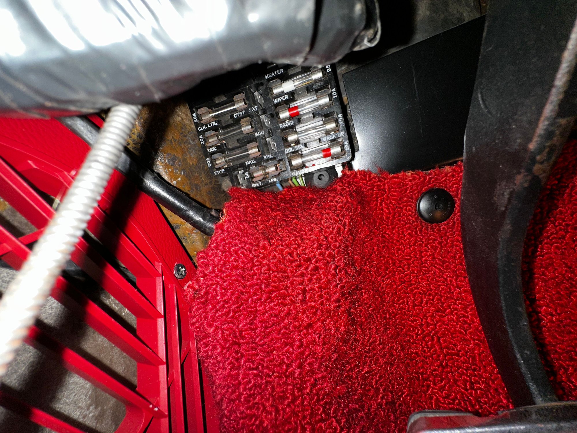 Close-up of the fuse box for 1969 
