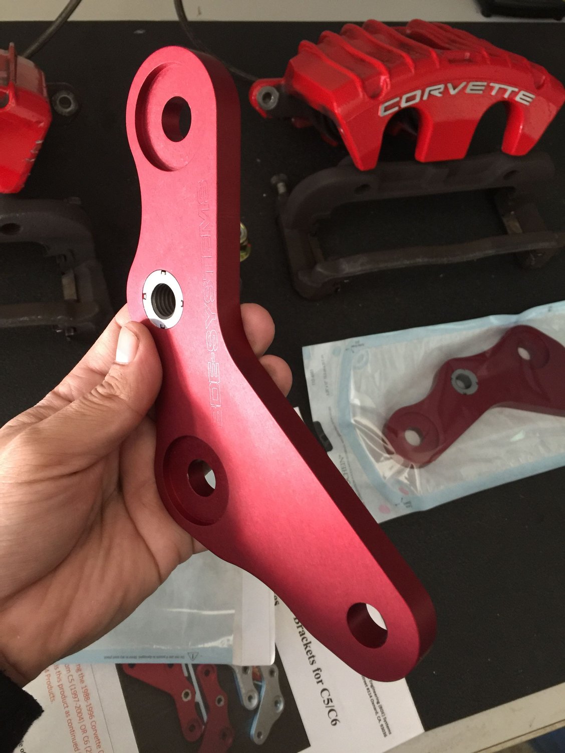 C4 to C5 brake kit Calipers, SS hoses, Brackets, Instructions