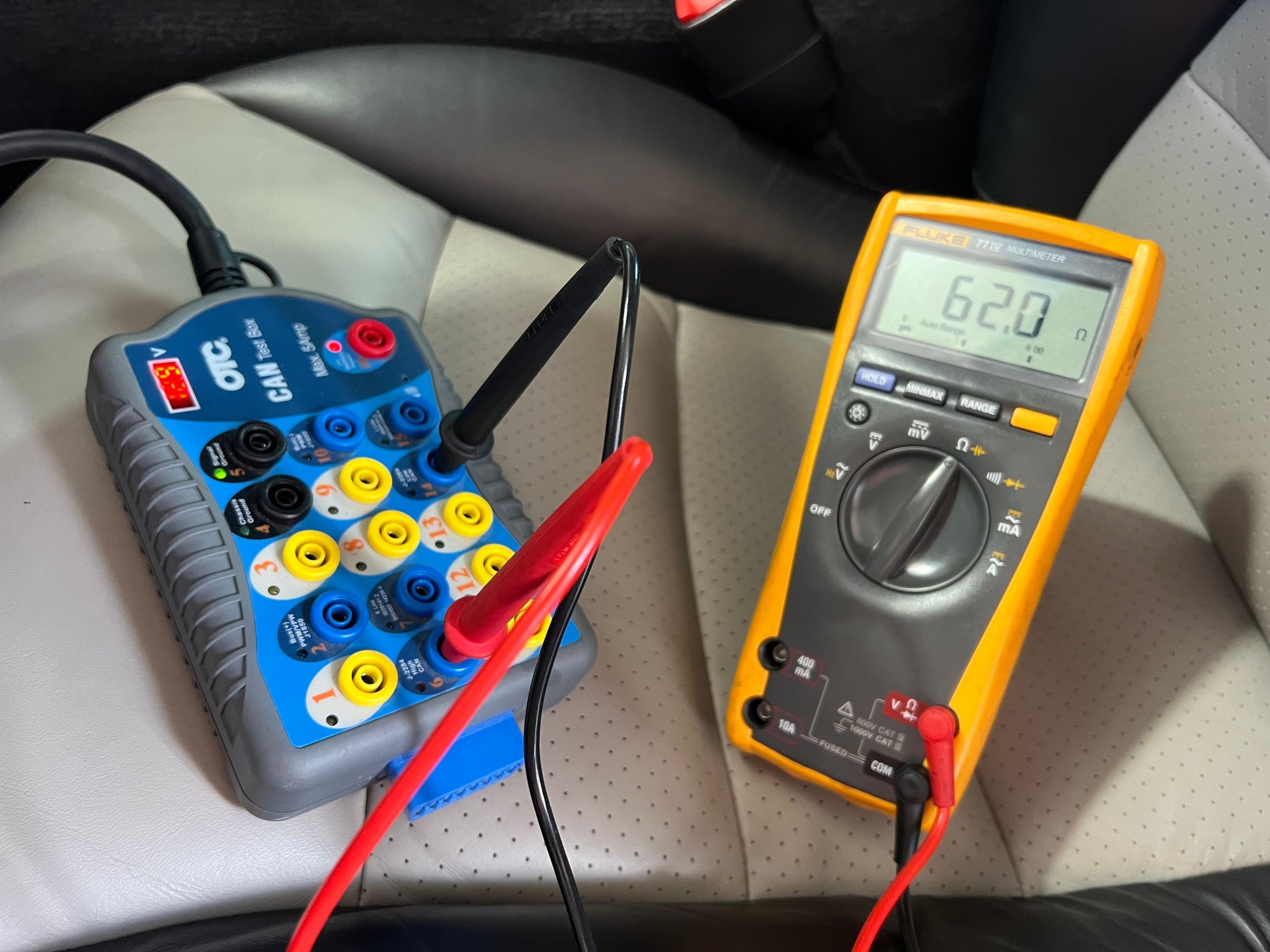 60 ohms plus or minus 3 ohm meter between pins 6 and 14…battery disconnected.