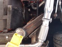 Engine offset required a longer flex pipe on drivers side,,,