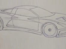I still love this drawing- it may not be a “shocking” design but it has a certain raw street fighter look. A 458/488 with a lot of Corvette style curves. Definitely a Corvette. If anything, this design will age well. Our latest pics still resemble this sketch.