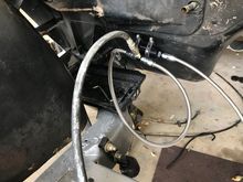 Air compressor hooked up. First I blow 100 psi air through the whole system to clean it out. 