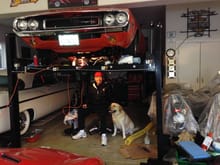 Gatsby and I assessing what needs fixing on the Challenger