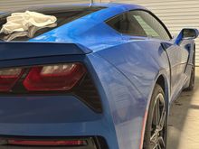 I took this photo an hour ago while waiting for the wax to dry. Probably not many Corvette owners photograph their car while it is covered with wax. 