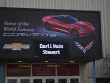 Our name in lights above the door at the Corvette Assembly Plant!