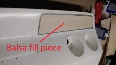 I was concerned about too thick body filler or glass. So I used balsa sheet to fill much of the relief.  Hey, the boat guys do this and get away with it.