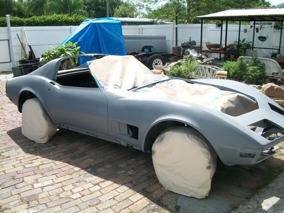First coat, then more sanding, and more primer.