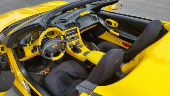 Yellow and black two tone interior painted to match the car