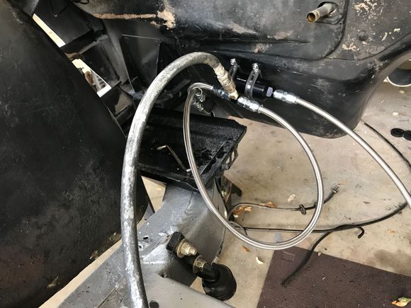 Air compressor hooked up. First I blow 100 psi air through the whole system to clean it out. 
