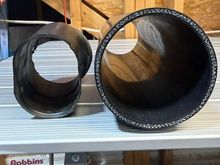 OEM intake final section vs. the 3" silicone hose.  BIG difference, and the hose can be extended further out front for cooler air.