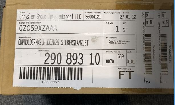 Interior/Upholstery - 2004-2005 Chrysler Crossfire ZC59XZAAA CUPHOLDER-Console Mounted - New - 2004 to 2005 Chrysler Crossfire - Buford, GA 30518, United States