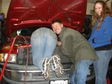 me working on my truck and my friend brandon being a dork