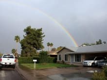 Rainbow over house &amp; cars   Copy
