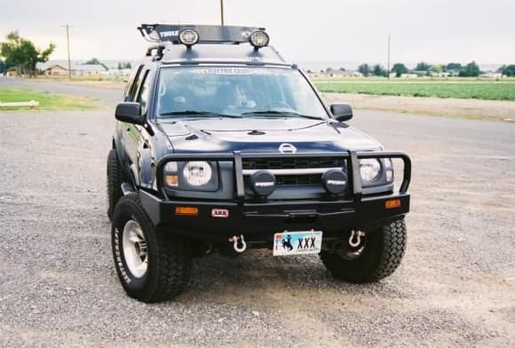 2003 Nissan Xterra. 3&quot; Torsion lift, Rancho 9000 adjustable, American Racing mags (15&quot;), Goodyear AT 32&quot; Tires, ARB winch bumber (one peice) Thule Roof system, Garman Navi system, Custom storage area, Metallica graphics.