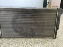 Dirty radiator removed at about 160,000 miles. Breather bottles had been relocated at 70,000 miles and 12 years before.