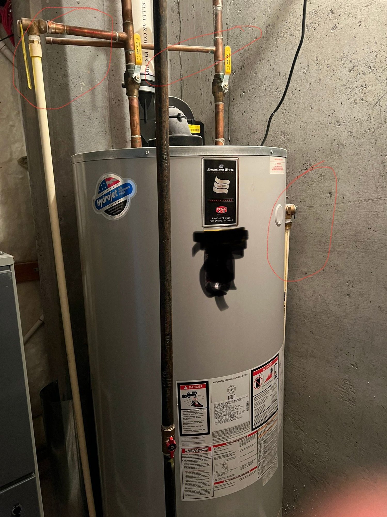 Direct vent water heater, two pressure valves