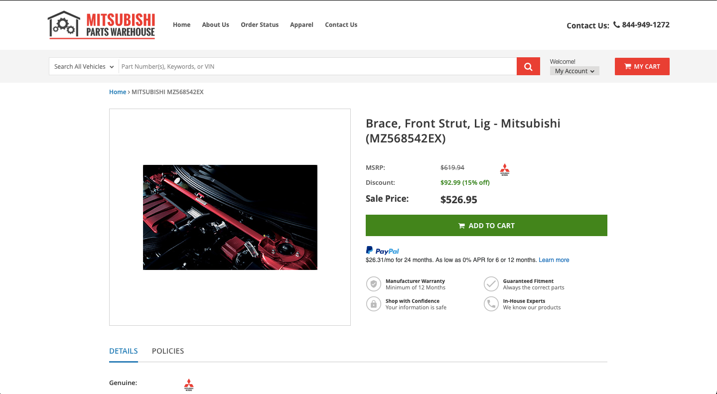 Steering/Suspension - Lightweight OEM Option Front Strut Bar - Used - 2003 to 2006 Mitsubishi Lancer Evolution - Bristol, CT 06010, United States