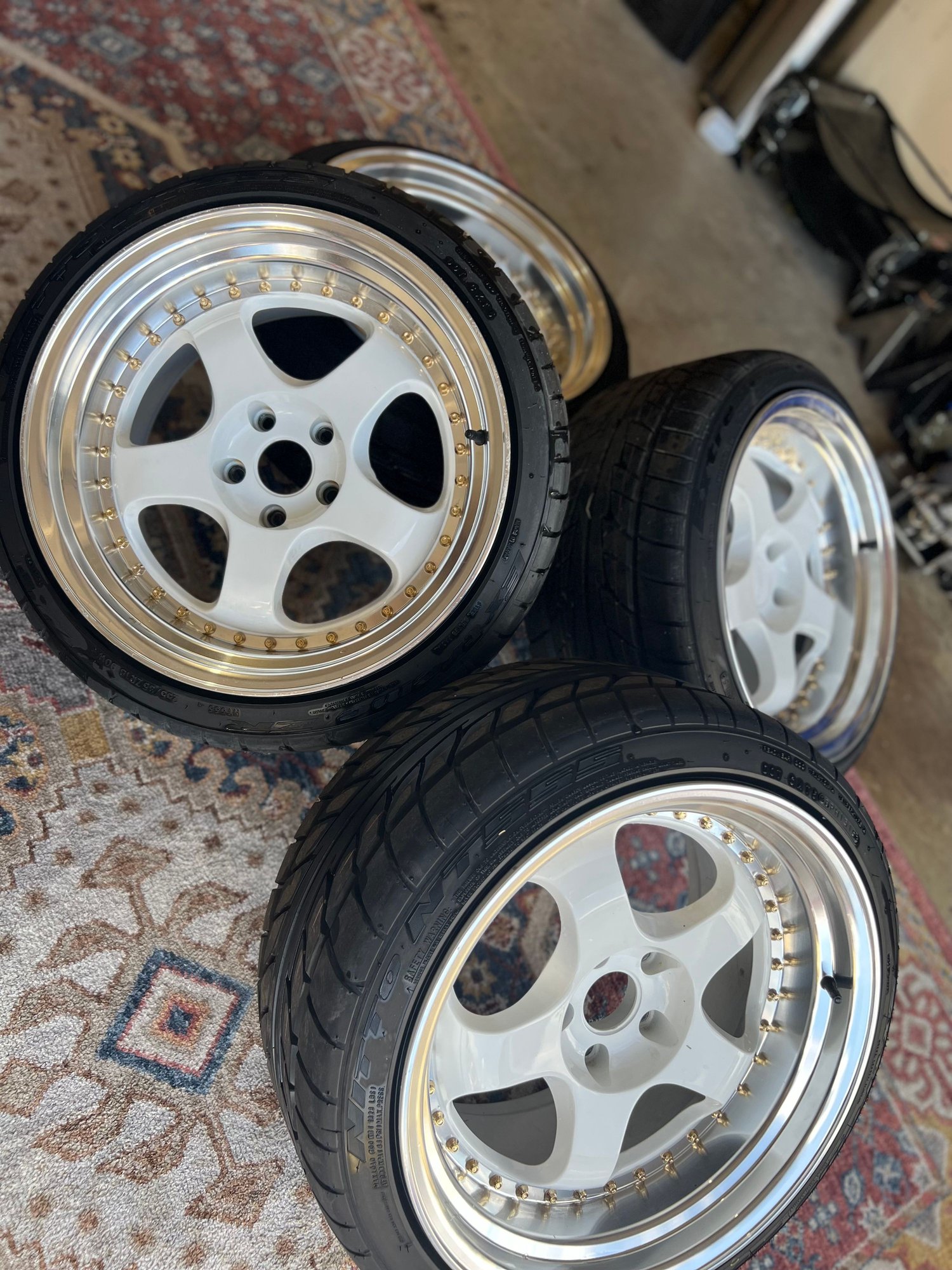 Wheels and Tires/Axles - Varrstoen ES6 (Work Meister Reps) White w/Machined Face Gold Rivets 18x10.5 +22 - Used - 0  All Models - Aubrey, TX 76227, United States
