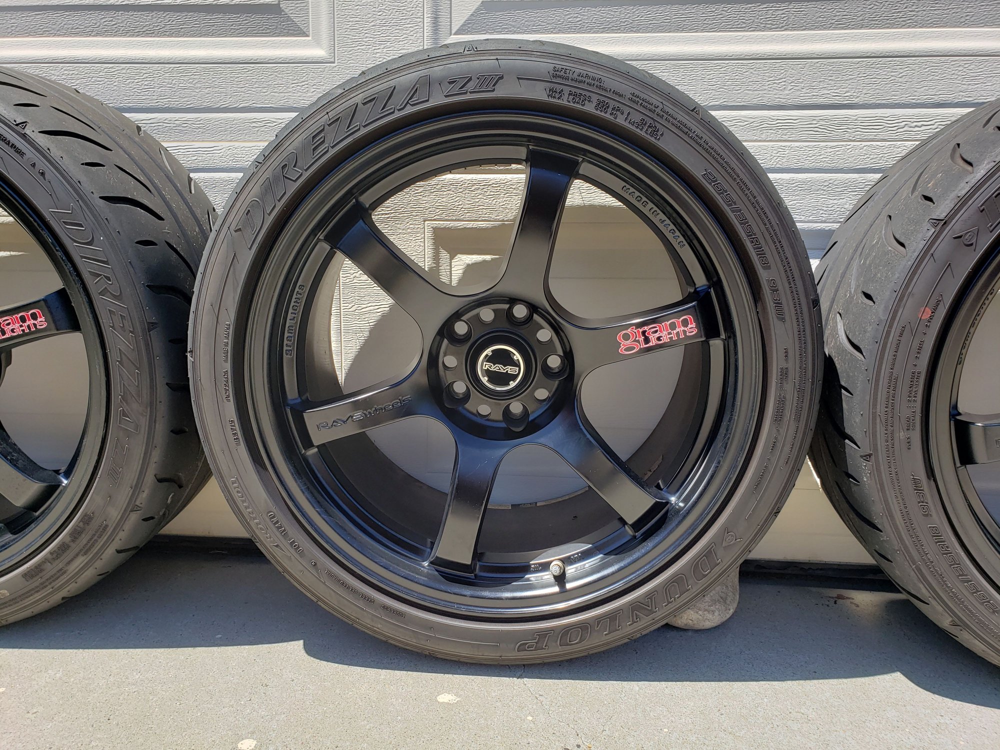 Wheels and Tires/Axles - FS: Rays Gram Lights 57DR - 18x9.5 +22 w/ Dunlop Direzza ZIII 265/35/18 - Used - 2008 to 2016 Mitsubishi Lancer Evolution - Fremont, CA 94555, United States