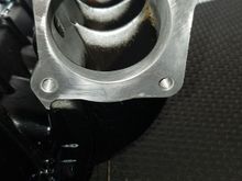 View of the inside of the manifold after each runner inlet has been cleaned up.